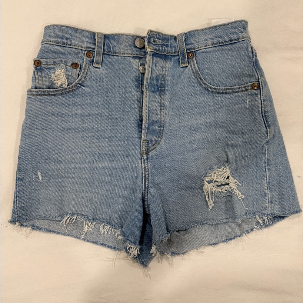 Levi's Light Blue Distressed Jean Shorts